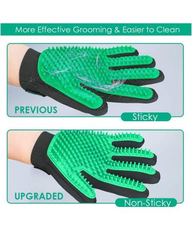 Pet Hair Remover Gloves with 255 Tips for Dog and Cat Grooming - 1 Pair Left & Right Deshedding Glove Brush - Green - Buy Online on GoSupps.com