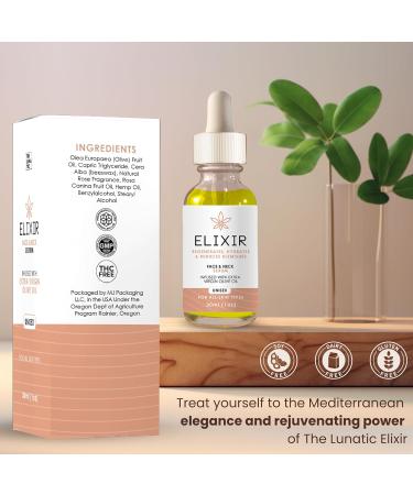 Lunatic Elixir Neck and Face Serum - Hydrating Acne Soothing Anti-Aging Serum with Olive Oil Hemp Oil & Rosehip Oil - 1 oz/30mL - International Shipping Available - Buy Online on GoSupps.com