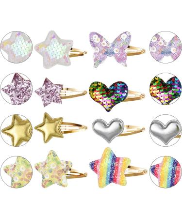 Jinlaili 16 Pack/8 Pairs Hair Clips Girls Metal Snap Barrettes Cartoon Girls Hairpins Cute Hair Clips Girl Hair Accessories Sparkly Star Shaped/Butterfly/Heart Hair Clips for Kids - Buy Online on GoSupps.com