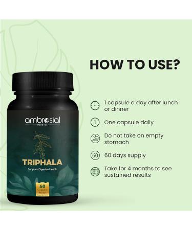 Buy Ambrosial Triphala - Vegan Digestive Support with Amla Haritaki & Bibhitaki | 60 Capsules Rich in Vitamin C & Antioxidants - Buy Online on GoSupps.com