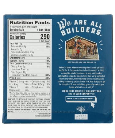 Clif Builder's Protein Bar Chocolate Peanut Butter 6 Pack | 14.4oz | International Shipping Available - Buy Online on GoSupps.com