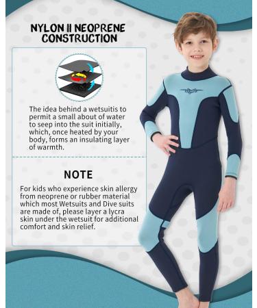 Seaskin 3mm Kids & Youth Back Zip Full Wetsuit 10 Navy+Blue | Durable & Comfortable - Buy Online on GoSupps.com