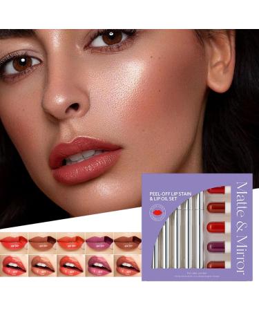 Set of Lip Lacquer 10 Piece Waterproof Lip Stain Long Lasting Lipstick for Beauty Routine and Daily Use and Wedding and Girls and Home and Dating and Travel and Commuting - Buy Online on GoSupps.com