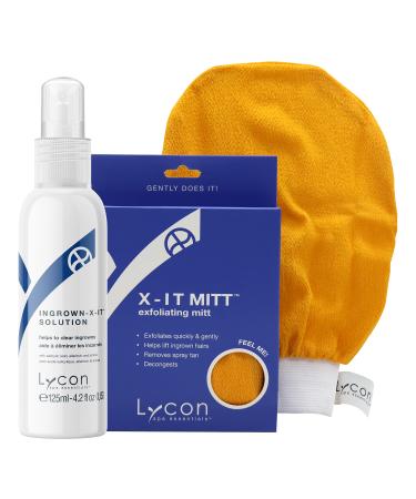 Ingrown-X-It Post Waxing Care Kit - Ingrown Hair Remover Treatment - Includes 125ml Ingrown Hair Solution and Exfoliating Mitt - Ingrown Hair and Razor Bump Treatment