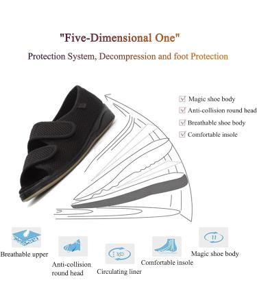 Gycdwjh Men's Diabetic Shoes - Lightweight Adjustable Walking Shoes for Swollen Feet - Breathable Non-Slip Slippers for Seniors - Brown, Size 8.5 UK - Buy Online on GoSupps.com