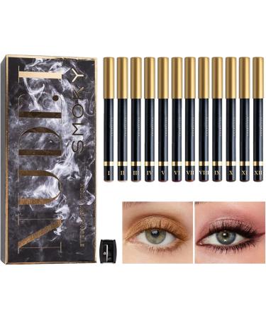  G n rique Eye Liner Pencil Set Compact Proof Pencil Kit with 12 Vibrant Colors Adorable Glitter and Matte Shadow Pencils for Women Men Makeup Artists Professional Long-Lasting Cosmetics - Buy Online on GoSupps.com