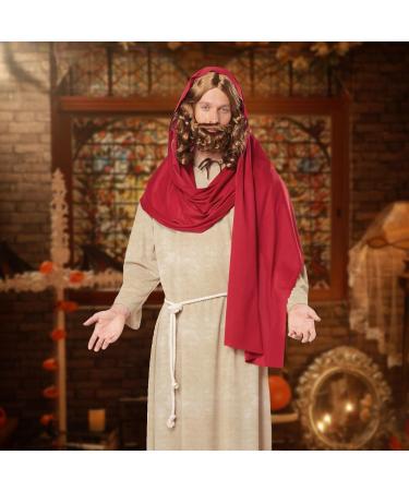 EUPSIIU Men's Long Curly Fluffy Wig and Moustache Costume - Brown Wizard Wig & Beard Set for Halloween and Christmas Cosplay Party - Buy Online on GoSupps.com