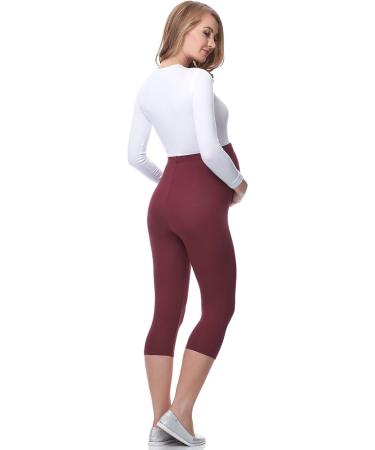 Be Mammy Maternity 3/4 Leggings in Claret - Size M | Comfortable Pregnancy Wear - Buy Online on GoSupps.com