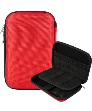 Kimwing Diabetic Supplies Case Organizer for Lancing Device Test Strips Needles Lancets Medication Glucose Meter Pills Tablets Pens Insulin Syringes Hard Shell Carrying Pack Carrier (Red)