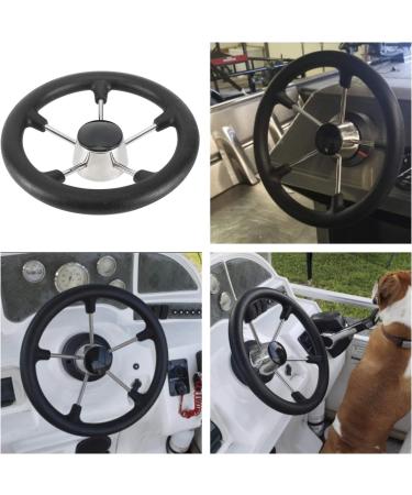 DasMarine 11 5-Spoke Stainless Steel Boat Steering Wheel - 25 Degree Dish, 3/4 Shaft - Black PU Foam Grip - No Knob - Buy Online on GoSupps.com
