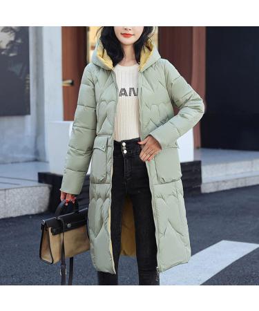 Hehiy Women's Winter Coat - Warm Quilted Long Hooded Trench Jacket & Short Teddy Coat in Black & Mint Green Plus Size 3XL - Buy Online on GoSupps.com