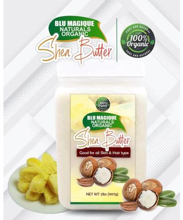 Buy 100% Pure Raw African Unrefined Shea Butter - Blu Magique Naturals - 2 lbs Moisturizer for Hair Skin DIY Soap & Lip Balm - Buy Online on GoSupps.com