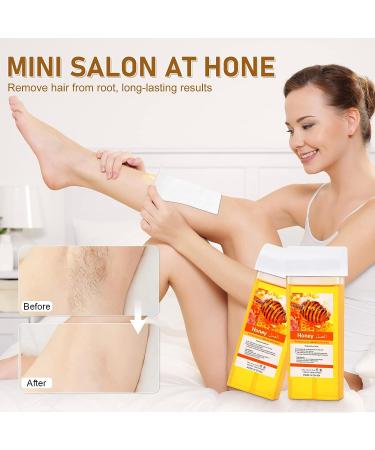 Demine Honey Wax Roller Kit for Hair Removal - Portable Wax Warmer for Sensitive Skin - Includes 2 Cartridges, 10 Wax-removing Wipes, 100pcs Wax Strips - Buy Online on GoSupps.com