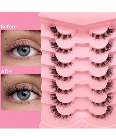 7 Pairs 3D Clear Band Cat Eye False Eyelashes | Fluffy Volume Curly Faux Mink Makeup - Reusable ZFD08 - Buy Online on GoSupps.com