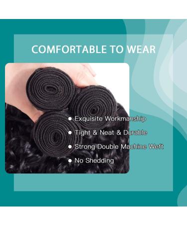 Ushine 18 Inch Water Wave Brazilian Virgin Curly Human Hair Bundle - Natural Black 10A Unprocessed Ocean Wave Weave for Women - Buy Online on GoSupps.com