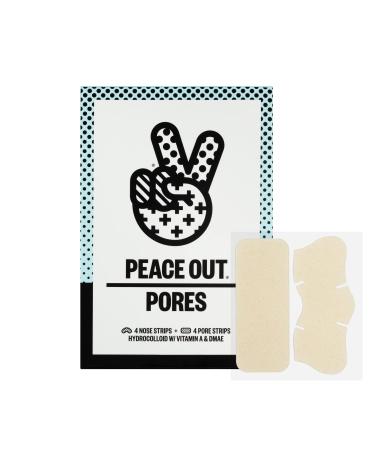 PEACE OUT Skincare Pores. Hydrocolloid Pore-Refining Nose and Face Strips with Vitamin A to Shrink Enlarged Pores and Remove Excess Oil (4 pore and 4 nose strips) Peace Out Pores