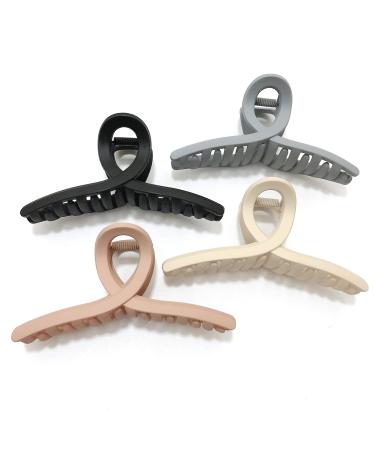 Nalodu 4.3 Inch Hair Claw Clips Large No Slip Big Matte Jaw Butterfly Clip for Thin Fine Thick Hair Women and Girls, 4 Pack 4 Colors
