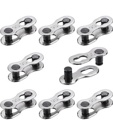 Hotop 8 Pairs Bicycle Missing Link for 6, 7, 8, 9, 10 Speed Chain, Silver, Reusable 6 7 8 Speed