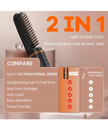 Cordless Hair Straightener Brush - Portable Hot Comb for All Hair Types Negative Ions Travel-Friendly Professional Styling Tool Auto Power Off - Perfect for Women - Buy Online on GoSupps.com