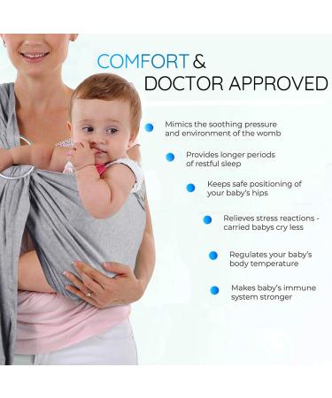 Adjustable Mesh Baby Wrap Carrier and Ring Sling - Gray | For Newborns, Infants, Kids, and Toddlers - Buy Online on GoSupps.com
