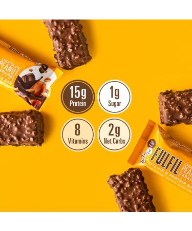 FULFIL Vitamin & Protein Bars Chocolate Salted Caramel & Chocolate Peanut Caramel 15g Protein 8 Vitamins 12 Count - Buy Online on GoSupps.com