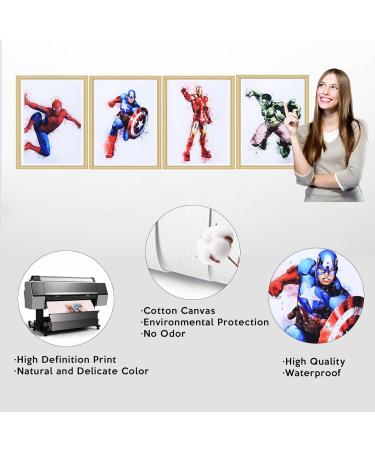 4-Piece Superheroes Watercolor Art Set | Canvas Wall Decor for Children's Rooms | Anime Murals & Boys' Gifts - 22x31 cm (No Frame) - Buy Online on GoSupps.com
