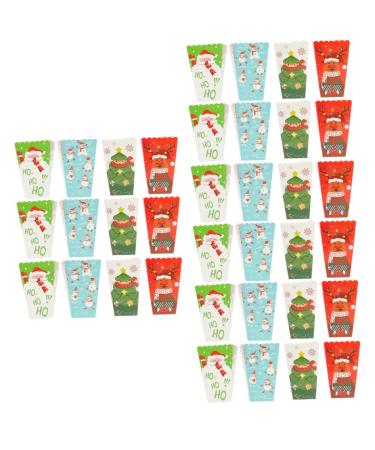 Healeved 36 Pcs Christmas Popcorn Box Popcorn Containers for Party Christmas Party Bag Christmas Candy Bag Candy Containers Baking Biscuit Packing Case Paper Gift Party Supplies 1 count (Pack of 1) Colorfulx3pcs