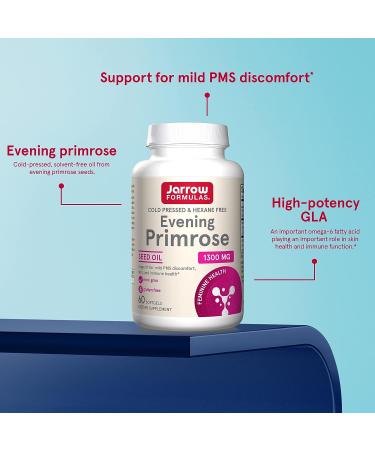 Jarrow Formulas Evening Primrose 1300 mg Softgels - Skin Health & Immune Support - 60 Servings - Buy Online on GoSupps.com