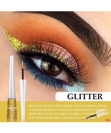 EVPCT 2Pcs Gold & Champagne Liquid Glitter Eyeliner Set for Women - Sparkly Eye Makeup Liners - Buy Online on GoSupps.com