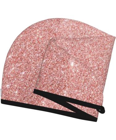 Shop Hair Towel Wrap - Quick Drying Turban with Button | Rose Gold Pink Glitter - Ideal for All Hair Types - Buy Online on GoSupps.com
