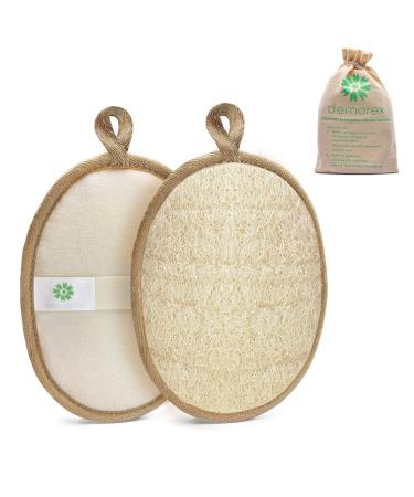 Natural Loofah Sponge Exfoliating Body Scrubber (2 Pack) Made with Eco-Friendly and Biodegradable Shower Luffa Large Exfoliator Pad for Women and Men