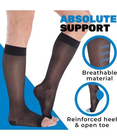 Absolute Support Transparent Compression Stockings for Women | 15-20mmHg Knee High Socks for Varicose Veins & Lymphedema | 5X Large Black - Buy Online on GoSupps.com