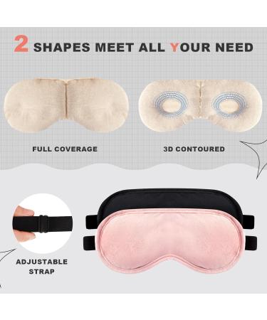 Heated Eye Mask 2-Pack for Dry Eyes - Microwave Activated Moist Heat Therapy - Natural Cassia Lavender - Dark Circles & Puffiness Relief - Black & Pink - Buy Online on GoSupps.com