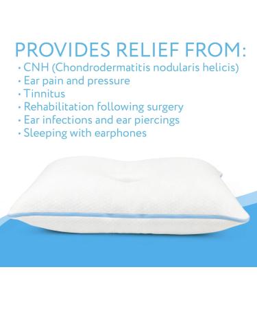 Firm Memory Foam Pillow with Ear Hole - 2 Pillowcases Included | Reduce Ear Pain from CNH, Pressure Sores, Post Surgery | Non-Adjustable - Buy Online on GoSupps.com
