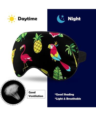 Tropic Palm Tree and Animal Sleep Mask Eye Cover for Sleeping Blindfold with Adjustable Strap Blocks Light Night Travel Nap for Men Women - Buy Online on GoSupps.com