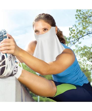 Moslate UV Protection Face Masque | Neck Gaiter Sun Masque | Sun Face Cover Breathable Full Face Shield Face Scarf Cover Cooling Sunscreen Masque for Men Women White - Buy Online on GoSupps.com
