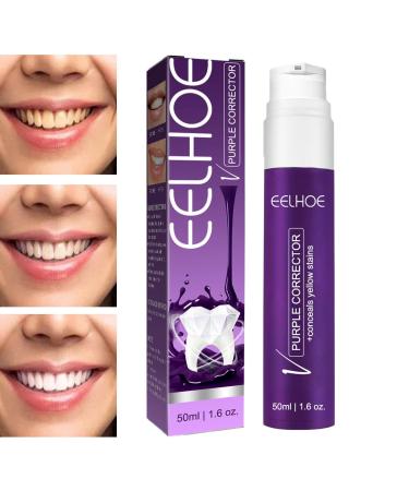 Stronrive purple tooth whitening gel - 50ml toothpaste for tooth whitening - color corrector for the correct yellow toothpaste for removing tooth cleaning spots