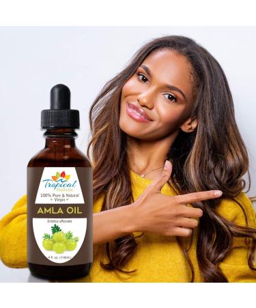 Tropical Holistic 4 oz Amla Oil - 100% Pure & Unrefined Indian Gooseberry Oil - Organic, Non-GMO - For Healthy Beard, Scalp & Split Ends - Buy Online on GoSupps.com