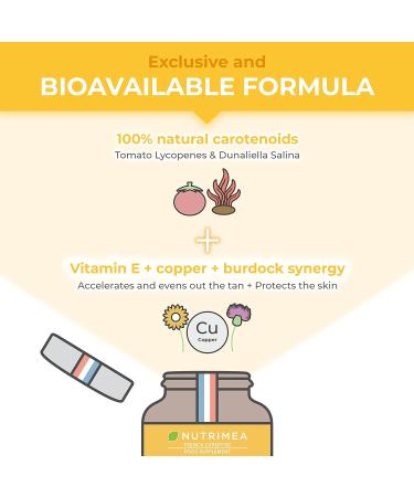 Nutrimea Tanning Accelerator Tablets - Natural Sun Protector - 90 Vegan Capsules - Bronzed Glow with Beta Carotene and Burdock - French Expertise - Buy Online on GoSupps.com