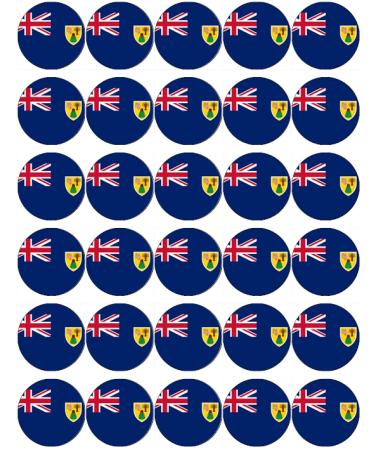 30 Turks and Caicos Flags Cupcake Toppers Edible Wafer Paper Fairy Cake Toppers Birthday Cake Decorations