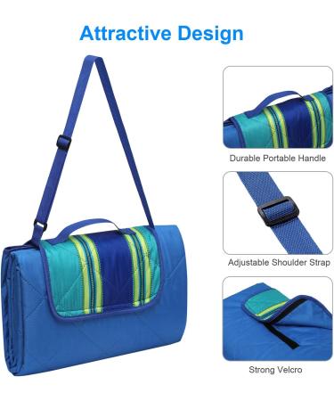 Large Waterproof Outdoor Blanket for Beach, Camping, Picnic - Blue Stripe (79 x 59) - Buy Online on GoSupps.com