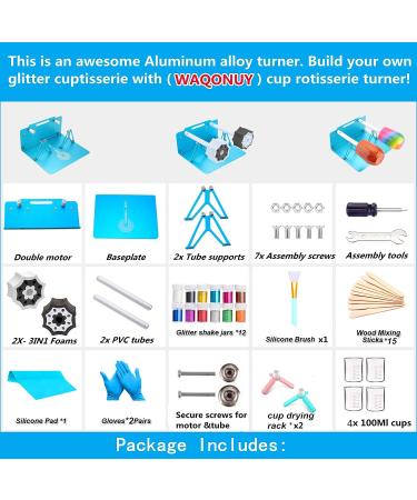 Double Cup Turner Kit for Tumbler Crafts - DIY Cuptisserie Spinner Machine (Double-Blue) - Buy Online on GoSupps.com