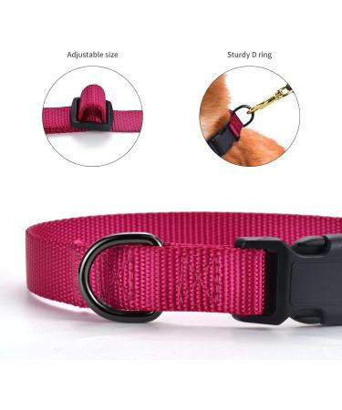 Audwud Thick Nylon Dog Collar - Adjustable Neck Band in Very Berry Perfect for Small Medium & Large Dogs | 4 Sizes (L: 42-63 cm) - Buy Online on GoSupps.com