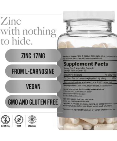 NAKED Zinc Carnosine 17mg (60 Capsules) + NAKED Pure Micronized Creatine Monohydrate 500g (100 Servings) Vegan Non-GMO Gluten Free Soy Free - Buy Online on GoSupps.com