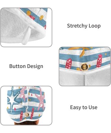 Starfish Blue Striped Hair Towel 2 Pack - Super Absorbent Quick Dry Hair Turbans for Women & Girls - Buy Online on GoSupps.com