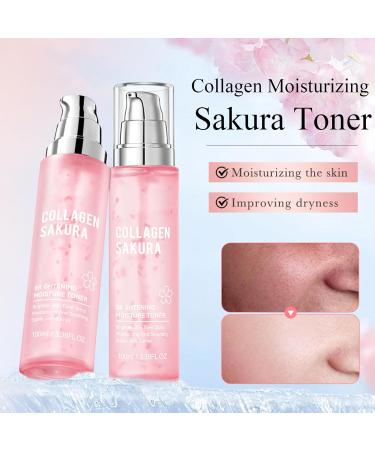 Sakura Skin Care Sets & Kits | Collagen Face Care for Intensive Moisturizing & Skin Repair | Complete Skincare Routine with Cleanser Toner Serum Eye Cream & Facial Masks - Buy Online on GoSupps.com