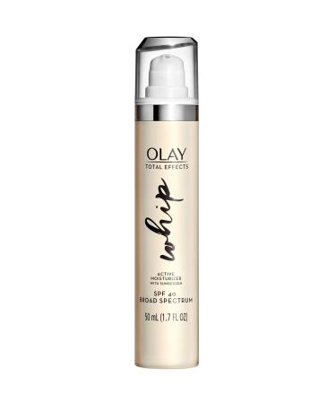 Olay Total Effects Whip Face Moisturizer with Sunscreen SPF 40, 1.7 Fl Oz Face Moisturizer Whip with SPF 40