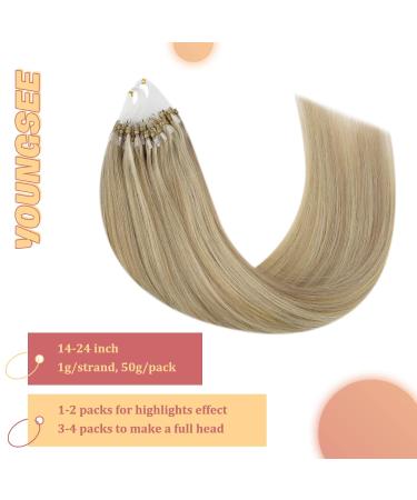 Youngsee Microring Extensions - 35cm Real Hair Blond Loop Extensions 1g & 50g Options #16/25 #P16/22 - International Shipping - Buy Online on GoSupps.com