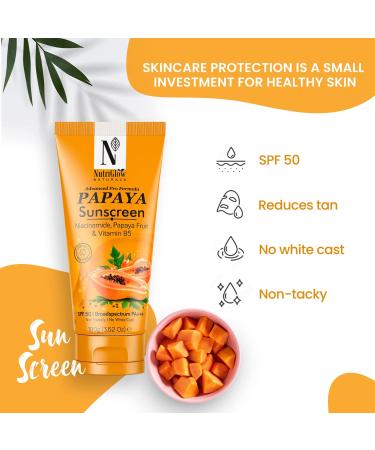 Advanced Pro Formula Papaya Sunscreen SPF 50 - No White Cast All Skin Types 100g - Protect Your Skin from Sun Damage - Buy Online on GoSupps.com