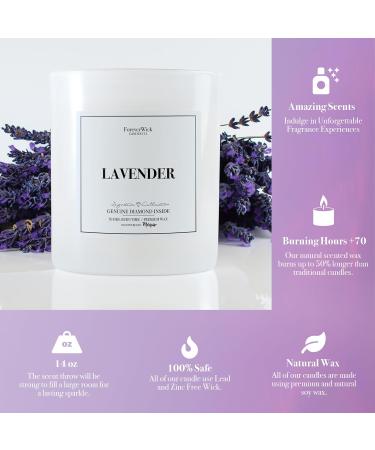 Lavender & Magnolia Surprise Candle with Diamond | Foreverwick 14oz Aromatherapy Soy Candle Gifts for Women | Natural Organic Romance Candle | 70h Burn Time - Buy Online on GoSupps.com